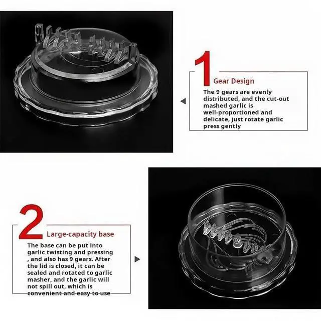 Alt view image 5 of 6 - Garlic Twister Set of 2, Manual Garlic Crusher and Mincer, Garlic Press Rocker with Built-in Storage Chamber, Ginger Grinder, Easy Twist Garlic Chopper for Kitchen Cooking, BPA Free