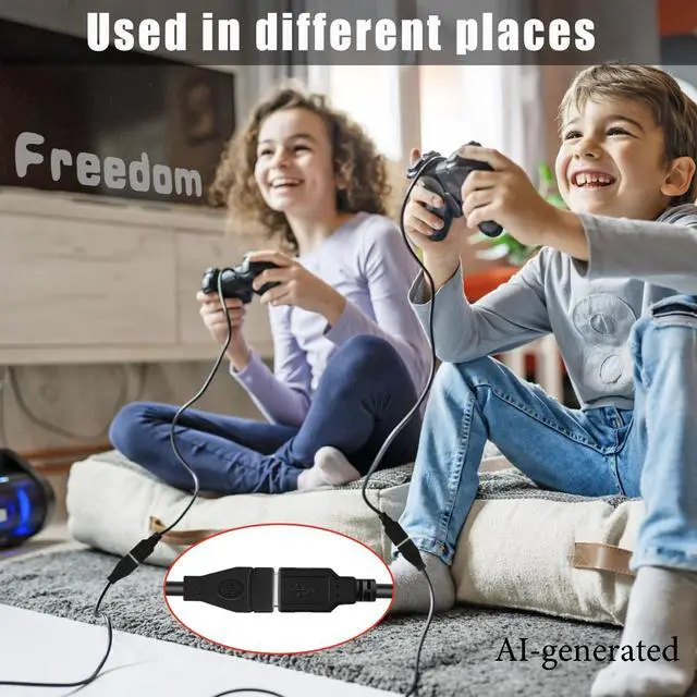 Alt view image 4 of 7 - Short USB Extension Cable 1ft 5 Pack Bulk, USB A 2.0 Male to Female Extension Cord for PlayStation, Xbox, Flash Drive, Printer, Mouse, Keyboard, 480Mbps Transfer Speed