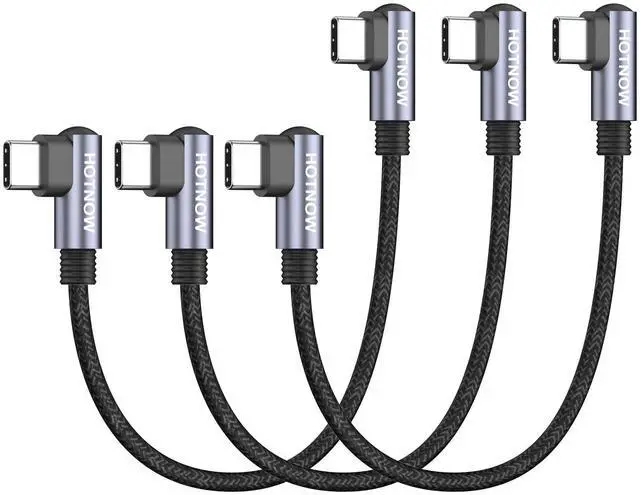 Main image of Right Angle USB C to USB C Cable 0.5FT 3Pack, Short 6 inch USB C Charger Cable 65W Fast Charging Cords for iPhone 15/16,Power Bank and USB Type C Devices