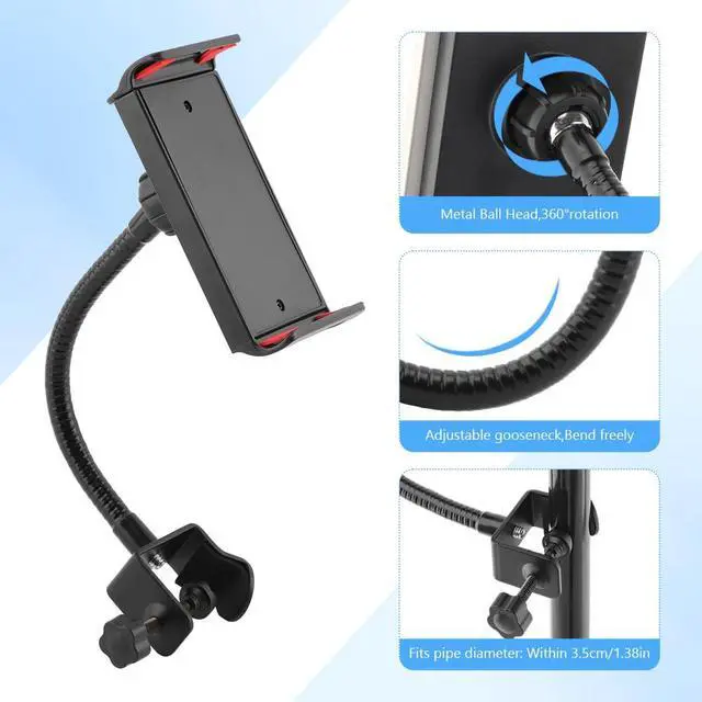 Alt view image 3 of 7 - Mic Stand Phone Holder, Flexible Phone Holder for Microphone-Stand, Adjustable Mic Stand Holders for Most Mobile Phones And Tablets(COLOR:Black)