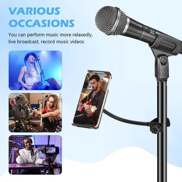 Alt view image 5 of 7 - Mic Stand Phone Holder, Flexible Phone Holder for Microphone-Stand, Adjustable Mic Stand Holders for Most Mobile Phones And Tablets(COLOR:Black)