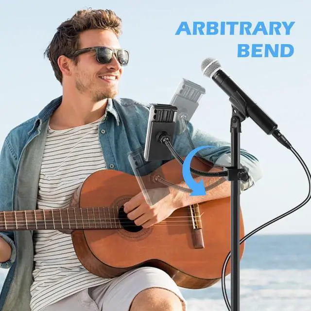 Alt view image 7 of 7 - Mic Stand Phone Holder, Flexible Phone Holder for Microphone-Stand, Adjustable Mic Stand Holders for Most Mobile Phones And Tablets(COLOR:Black)