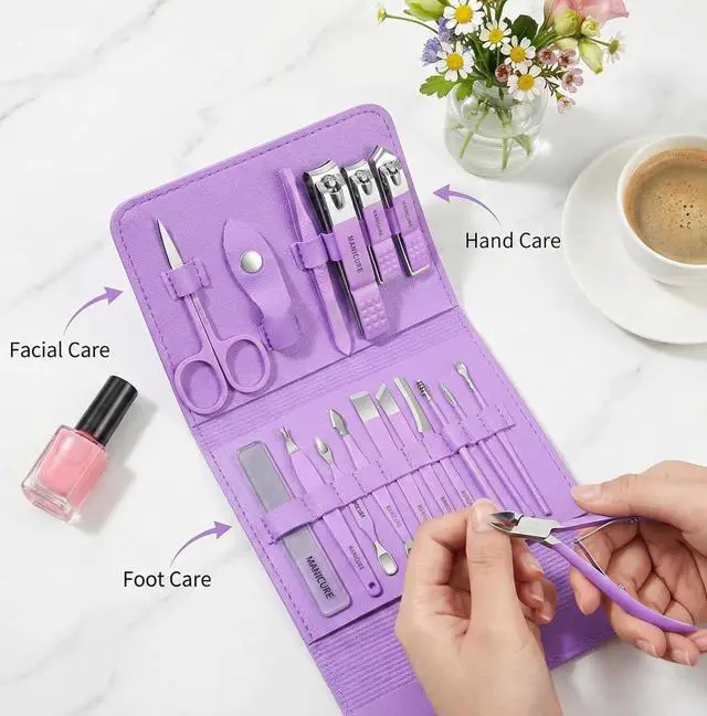 Alt view image 4 of 7 - 16pcs Stainless Steel Nail Care Tools Grooming Kit