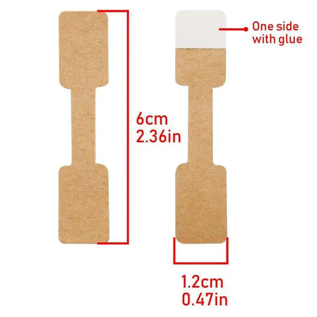 Alt view image 2 of 4 - 200Pcs Blank Jewelry Sticker Price Tags Labels Jewelry Display Cards Labels Rectangle Shape Sticker Hang Tags, White Kraft Paper