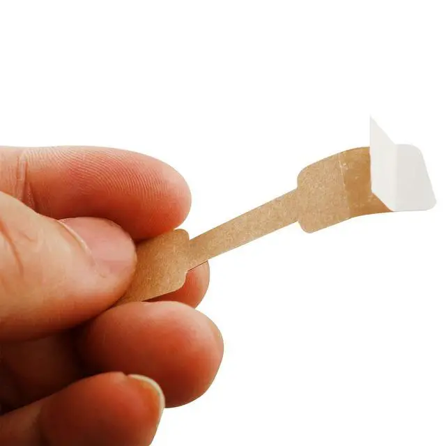 Alt view image 3 of 4 - 200Pcs Blank Jewelry Sticker Price Tags Labels Jewelry Display Cards Labels Rectangle Shape Sticker Hang Tags, White Kraft Paper