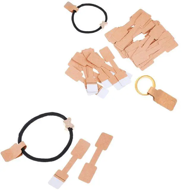 Alt view image 4 of 4 - 200Pcs Blank Jewelry Sticker Price Tags Labels Jewelry Display Cards Labels Rectangle Shape Sticker Hang Tags, White Kraft Paper