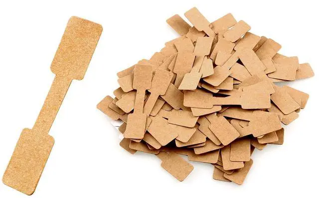 Main image of 200Pcs Blank Jewelry Sticker Price Tags Labels Jewelry Display Cards Labels Rectangle Shape Sticker Hang Tags, White Kraft Paper