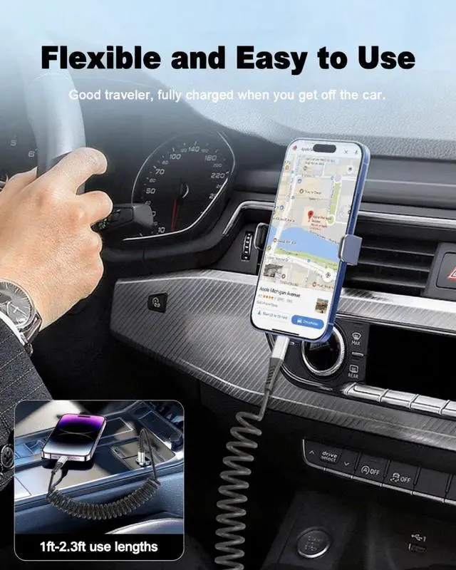 Alt view image 2 of 7 - Coiled USB C to Lightning Cable, 2 Pack Retractable iPhone Charging Cable for Car, 3FT USBC to Lightning Cable for iPhone 14 13 12 11 Pro Max Mini 10 8 7 Plus XR XS SE, AirPod