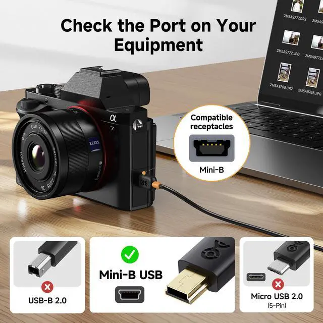 Alt view image 2 of 7 - Mini USB to USB C Cable, 6.6ft, Black