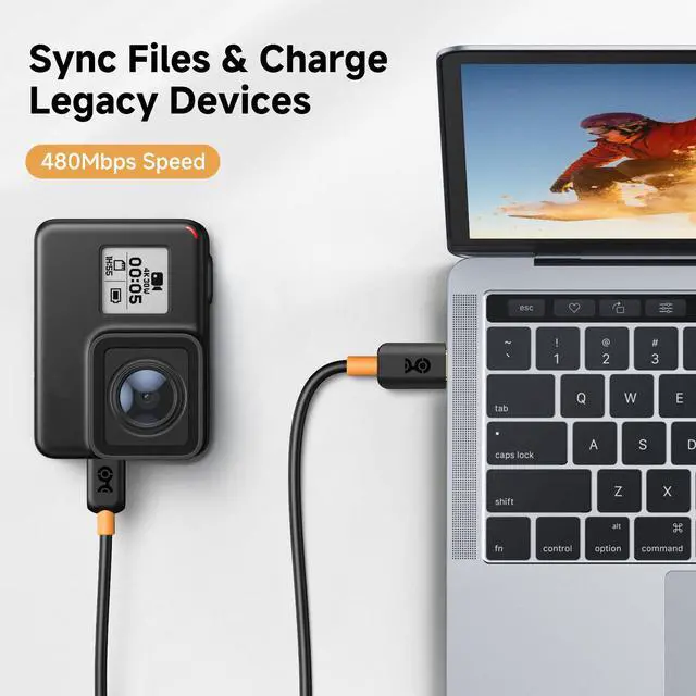 Alt view image 4 of 7 - Mini USB to USB C Cable, 6.6ft, Black