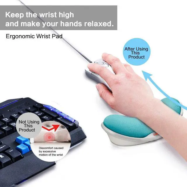 Alt view image 2 of 7 - Memory Foam Mouse Wrist Rest Keyboard Pad Anti-Skid Mousepad Support Mat for Office Computer Laptop Mac- Durable Comfortable Lightweight Easy Typing Pain Relief (Blue)