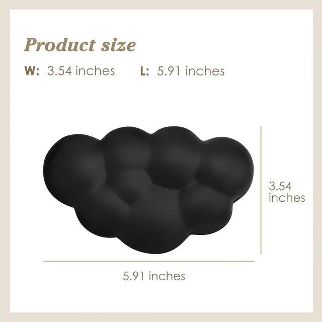 Alt view image 5 of 7 - Cloud Wrist Rest Cushion for Mouse Ergonomic Soft PU Leather Memory Foam Wrist Pain Relief Mouse Wrist Support Pad with Anti-Skid Base for Office School Home Laptop & Computer Mouse (Black)