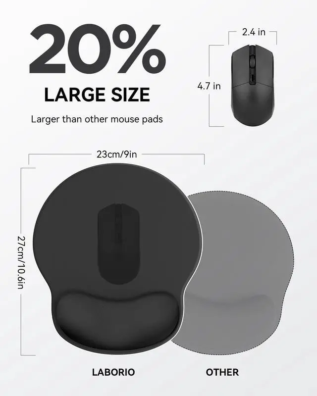 Alt view image 2 of 6 - Mouse Pad with Wrist Rest, Ergonomic Mouse Pads for Desk, Office Non-Slip Large Mousepad with Gel Wrist Support(Black, 10.6''L x 9''W)