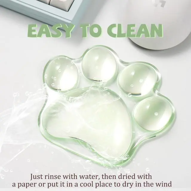 Alt view image 5 of 7 - Cat Paw Mouse Wrist Rest, Clear Gel Mouse Wrist Support Pad, Green Cute Ergonomic Wrist Cushion for Mouse, Soft Transparent Wrist Pain Relief for Office Home Desk Computer Mouse(Green)