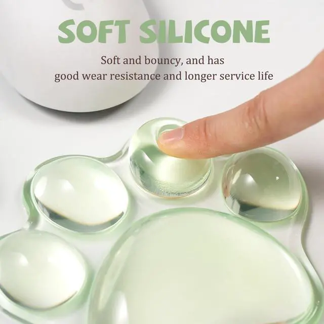 Alt view image 4 of 7 - Cat Paw Mouse Wrist Rest, Clear Gel Mouse Wrist Support Pad, Green Cute Ergonomic Wrist Cushion for Mouse, Soft Transparent Wrist Pain Relief for Office Home Desk Computer Mouse(Green)