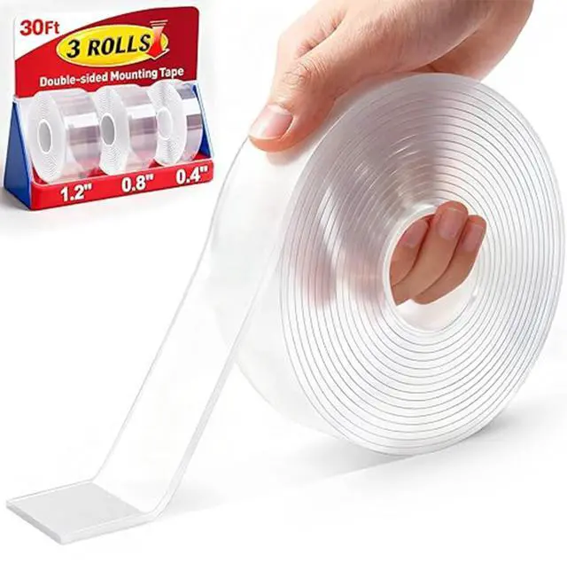 Main image of Double Sided Tape Heavy Duty: Damage Free Traceless Peel 3 Width Bundle