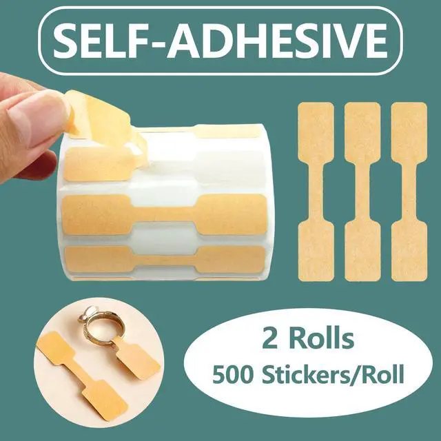 Alt view image 3 of 6 - 1000 PCS Blank Jewelry Price Tags Stickers Roll, Self Adhesive Easy Peel Off Rectangle Shape Price Identify Labels for Bracelet Necklace Earring Ring Clothing Display (Brown)