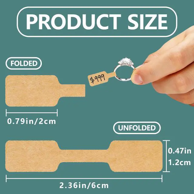 Alt view image 4 of 6 - 1000 PCS Blank Jewelry Price Tags Stickers Roll, Self Adhesive Easy Peel Off Rectangle Shape Price Identify Labels for Bracelet Necklace Earring Ring Clothing Display (Brown)