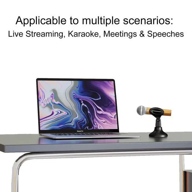 Alt view image 5 of 5 - Desktop Mini Microphone Stand Holder Adjustable Portable Desktop Table Mic Stand Holder 180 Degree Adjustment For Live Streaming Online Meetings Computer Chats