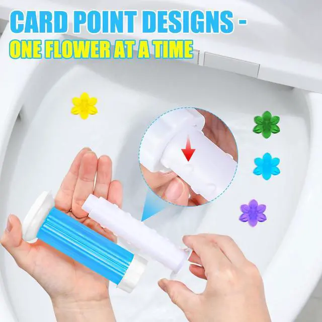 Alt view image 5 of 7 - 6 Pack Toilet Gel Stamp, 72 Stamps 6 Kinds of Scent Toilet Bowl Cleaner Gel, Long-Lasting Flowers Shaped Bathroom Freshener, Keeps Toilet Fresh Fragrant and Clean