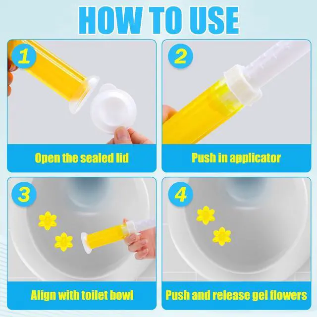 Alt view image 6 of 7 - 6 Pack Toilet Gel Stamp, 72 Stamps 6 Kinds of Scent Toilet Bowl Cleaner Gel, Long-Lasting Flowers Shaped Bathroom Freshener, Keeps Toilet Fresh Fragrant and Clean