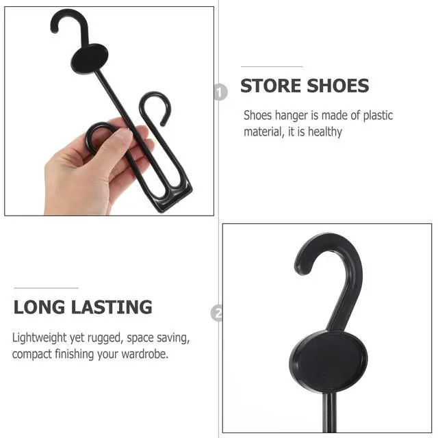 Alt view image 6 of 7 - 15PCS Shoe Display Hook Shoes Hanger Organizer Drying Rack Plastic Sneaker Holder Storage for Closet Organizing Shop Home Supermarket Mall Black
