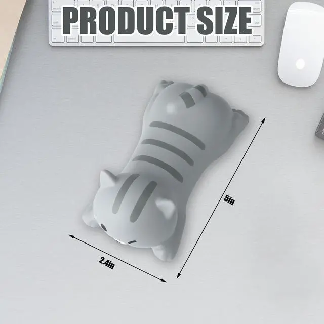 Alt view image 2 of 7 - 2 Pack Cat Wrist Rest for Mouse, Slow Rising PU Foam Ergonomic Wrist Support Pad, Cute Desk Accessories for Women, Non Slip Mouse Pad Cushion for Office & Gaming