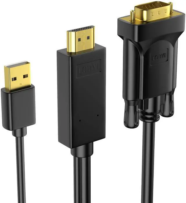 Main image of HDMI to VGA Cable 6FT, Uni-Directional HDMI to VGA Cable with USB Power(Male to Male), Compatible for Mac mini, MacBook Pro, Blu-ray Player, Computer, Desktop, Laptop, PC, Monitor, Projector, HDTV