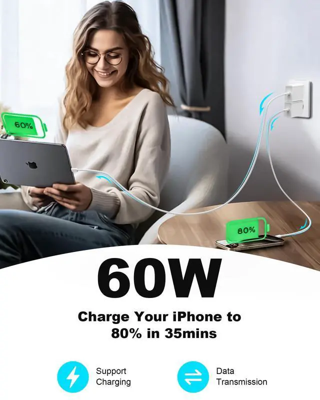 Alt view image 5 of 7 - USB C to USB C Cable 3FT for iPhone 17, 2 Pack Braided iPhone Type C Charger Cord for CarPlay Android Auto, 60W USB C to C Cable Fast Charging for Car iPhone 16 15 iPad Air Pro