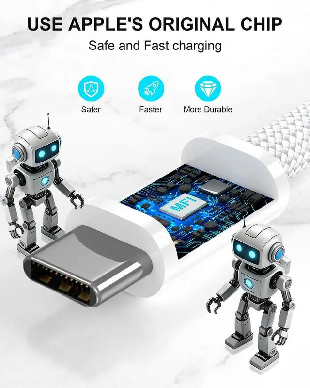 Alt view image 3 of 7 - USB C to USB C Cable 3FT for iPhone 17, 2 Pack Braided iPhone Type C Charger Cord for CarPlay Android Auto, 60W USB C to C Cable Fast Charging for Car iPhone 16 15 iPad Air Pro