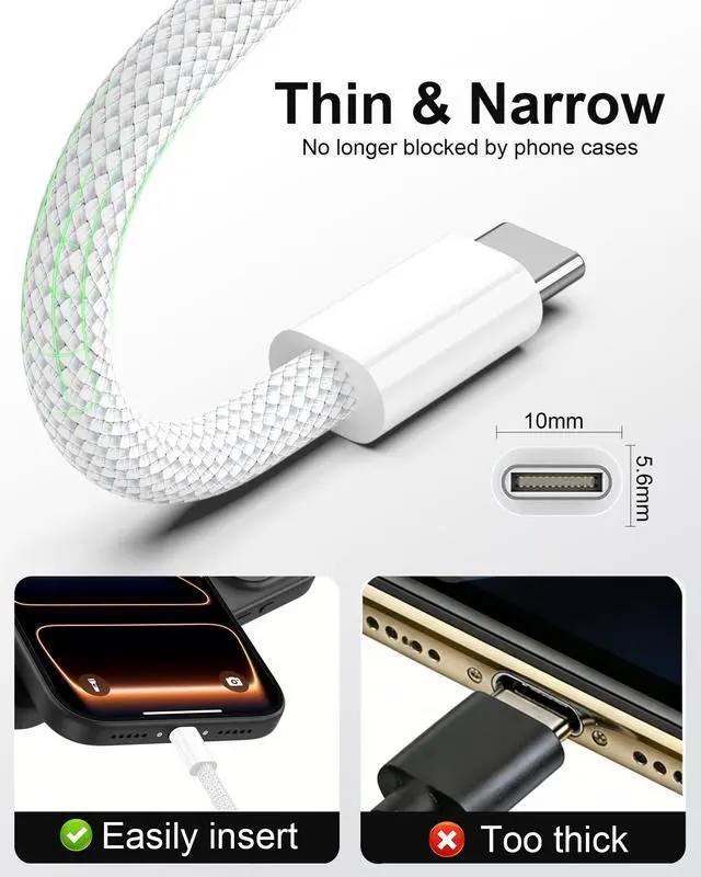 Alt view image 7 of 7 - USB C to USB C Cable 3FT for iPhone 17, 2 Pack Braided iPhone Type C Charger Cord for CarPlay Android Auto, 60W USB C to C Cable Fast Charging for Car iPhone 16 15 iPad Air Pro