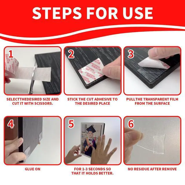 Alt view image 4 of 7 - Easy Cut Double Sided Adhesive Tape Heavy Duty with Mesh1.18 Inch x 9.85FT Strong Two Sided Mounting Tape,Removable Clear Double Sided Stick Tape for Walls/Poster/Wall Hanging/Craft