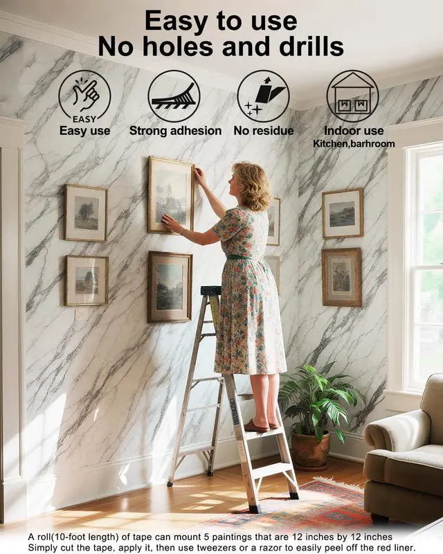 Alt view image 4 of 7 - Heavy Duty Double Sided Tape-Waterproof Foam Tape,Heat Resistant Mounting Tape, 0.4" x 10Ft-Strong Adhesive Tape for Metal,Glass,Plastic,Car,Picture Hanging, DIY, Home,Indoor and Outdoor Use
