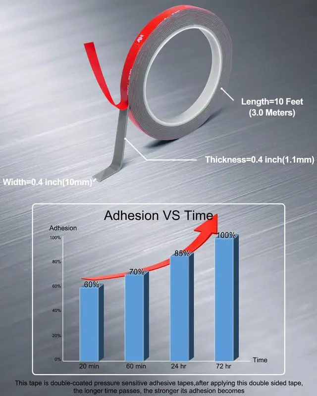 Alt view image 6 of 7 - Heavy Duty Double Sided Tape-Waterproof Foam Tape,Heat Resistant Mounting Tape, 0.4" x 10Ft-Strong Adhesive Tape for Metal,Glass,Plastic,Car,Picture Hanging, DIY, Home,Indoor and Outdoor Use