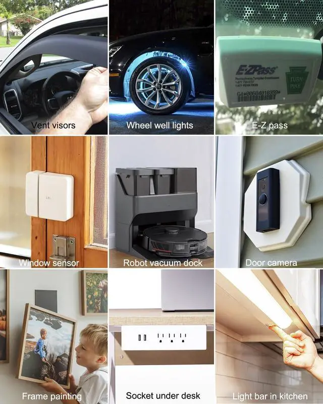 Alt view image 7 of 7 - Double Sided Foam Tape,Heavy Duty,Waterproof Mounting Tape,Heat Resistant,Outdoor,Double Sided Tape for Walls, Sticky Adhesive Tape for Car,Photo Handing,LED Strip Lights,Home(0.4x9.8FT)