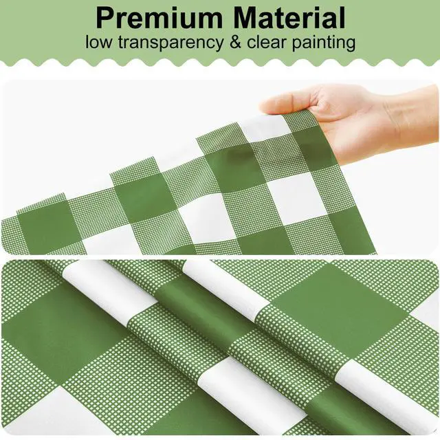 Alt view image 6 of 7 - 3 Packs Buffalo Disposable Table Cloth, 54 x 108 Inch Waterproof Plastic Tablecloth, Rectangle Sage Green and White Checkered Table Covers for Picnic, Birthday, Party, Back to School