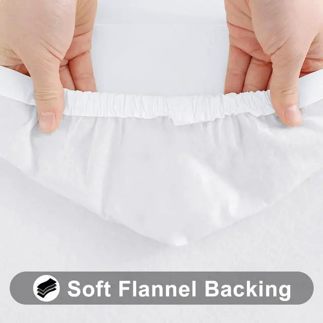 Alt view image 4 of 7 - Rectangle Tablecloth, Elastic Fitted Flannel Backed Vinyl Tablecloths for 6ft Folding Tables, Waterproof Wipeable Table Covers for Indoor, Outdoor, Picnic and Camping (White, 30"x72")