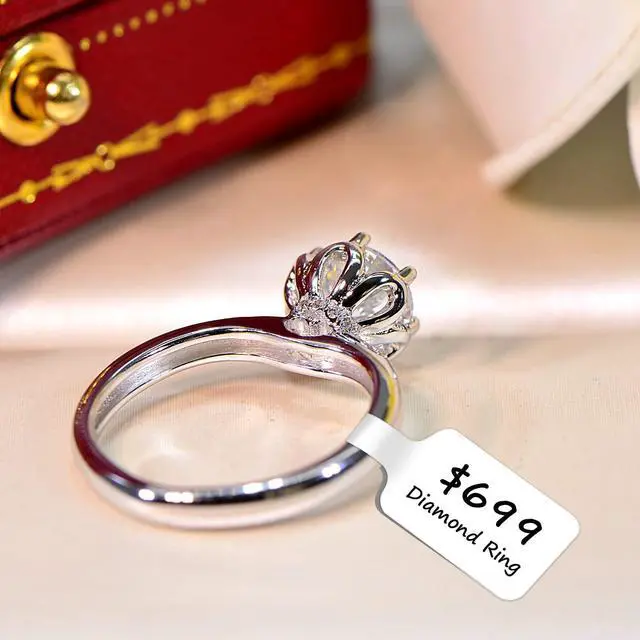 Alt view image 5 of 7 - 1000 Pcs Jewelry Price Tags Stickers Roll for Necklace Earring Price Identify, Labelchoice Rectangle Shape Self Adhesive White Blank Dumbbell Jewelry Tags Stickers for Bracelet, Ring, Clothing Display