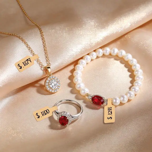 Alt view image 2 of 7 - 1500 PCS Jewelry Tags, Kraft Blank Jewelry Price Tags, Self-Adhesive Jewelry Price Tags Stickers Labels for Bracelet, Ring, Necklace, Earring Price Identify and Clothing Display