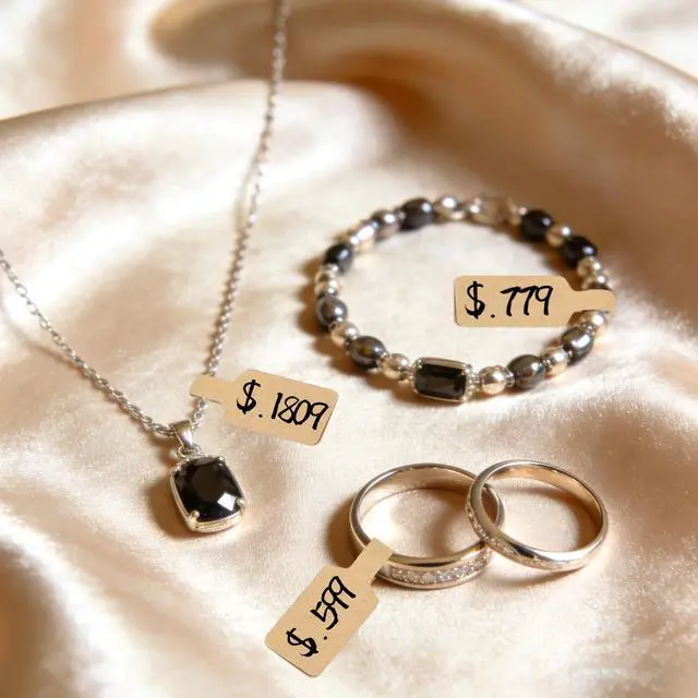 Alt view image 6 of 7 - 1500 PCS Jewelry Tags, Kraft Blank Jewelry Price Tags, Self-Adhesive Jewelry Price Tags Stickers Labels for Bracelet, Ring, Necklace, Earring Price Identify and Clothing Display