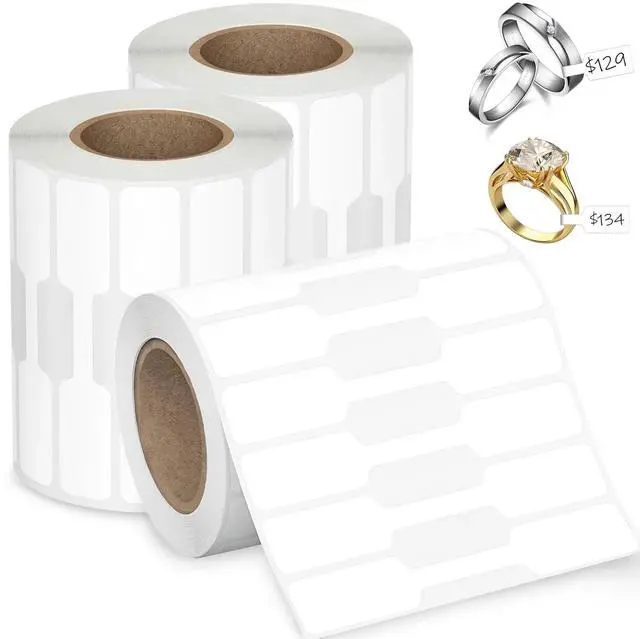 Main image of 1500 PCS Jewelry Price Tags Stickers, Rectangular Self Adhesive Indentification Tags, Blank Waterproof Price Labels, Removable Residue-Free Labels for Display, Craft Shows of Necklace, Earring, Ring