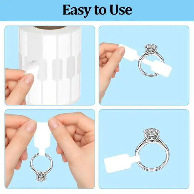 Alt view image 4 of 6 - 1500 PCS Jewelry Price Tags Stickers, Rectangular Self Adhesive Indentification Tags, Blank Waterproof Price Labels, Removable Residue-Free Labels for Display, Craft Shows of Necklace, Earring, Ring