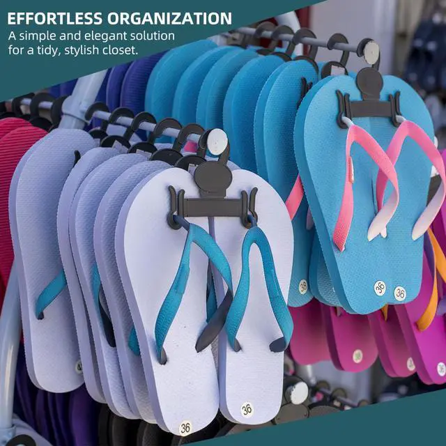 Alt view image 3 of 7 - 30Pcs Plastic Slipper Hooks for Shoe Store Display Black Hanging Shoe Organizer for Sandals Retail Hangers for Closet Storage