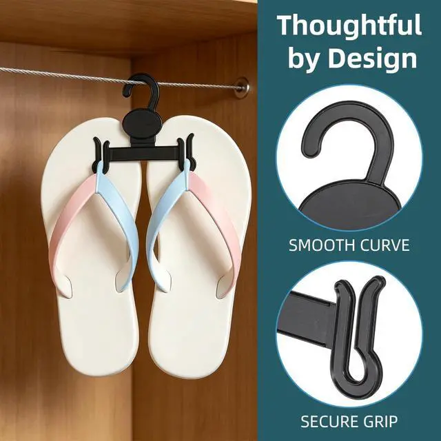 Alt view image 4 of 7 - 30Pcs Plastic Slipper Hooks for Shoe Store Display Black Hanging Shoe Organizer for Sandals Retail Hangers for Closet Storage