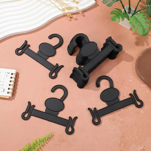 Alt view image 7 of 7 - 30Pcs Plastic Slipper Hooks for Shoe Store Display Black Hanging Shoe Organizer for Sandals Retail Hangers for Closet Storage