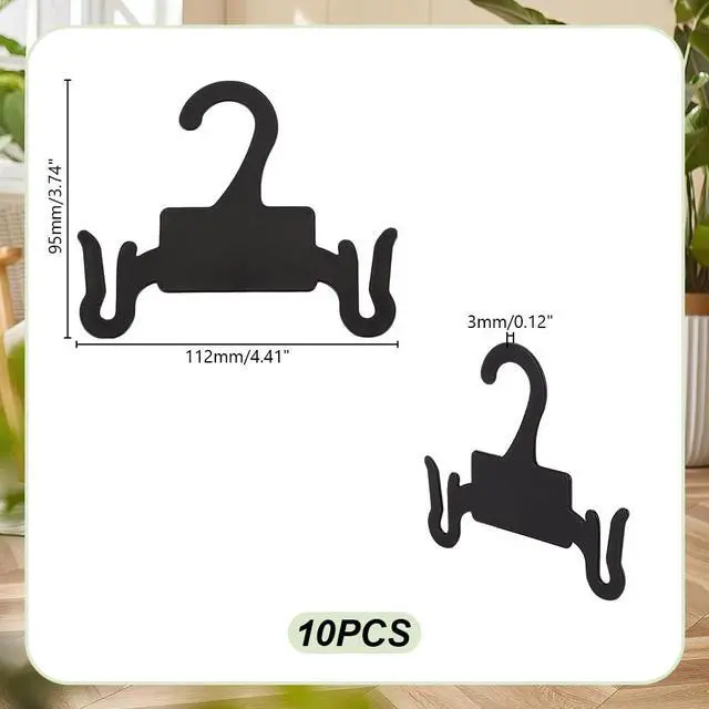 Alt view image 2 of 7 - 10Pcs Plastic Sandal Hangers, 4.4x3.7Inch Black Slipper Holder, Shoe Rack for Flip Flops, Small Shoe Hooks Hanging Rack, Shoe Clothes Scarf Holders, Retail Beach Shop Display Home Storage