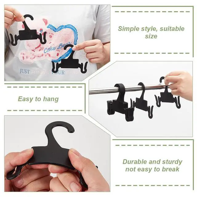 Alt view image 3 of 7 - 10Pcs Plastic Sandal Hangers, 4.4x3.7Inch Black Slipper Holder, Shoe Rack for Flip Flops, Small Shoe Hooks Hanging Rack, Shoe Clothes Scarf Holders, Retail Beach Shop Display Home Storage