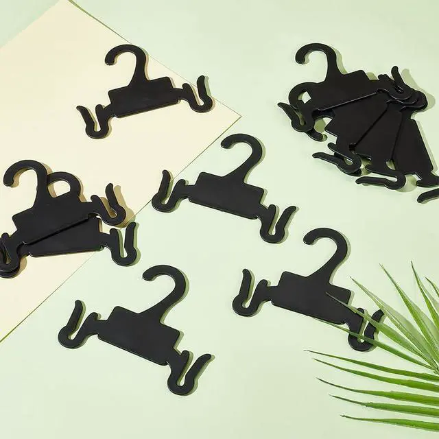 Alt view image 5 of 7 - 10Pcs Plastic Sandal Hangers, 4.4x3.7Inch Black Slipper Holder, Shoe Rack for Flip Flops, Small Shoe Hooks Hanging Rack, Shoe Clothes Scarf Holders, Retail Beach Shop Display Home Storage
