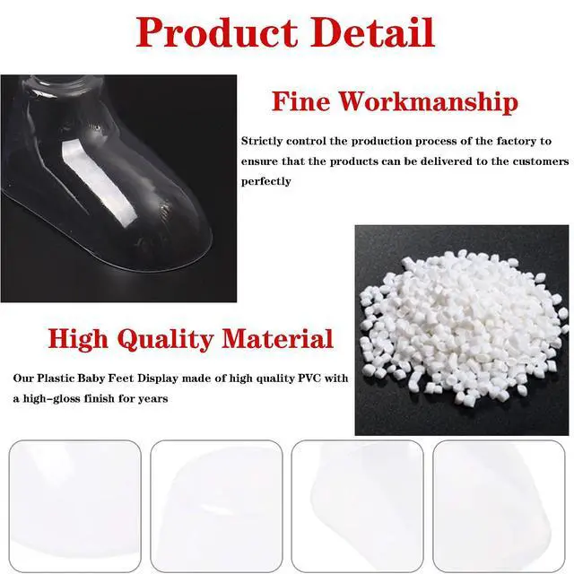 Alt view image 4 of 7 - 100Pcs Clear Plastic Baby Feet Display, Baby Booties Crochet Shoes Socks Showcase, Toddler Shoes Supports Shoe Forms Stand Holder for Store and Home Use, 50Pair, 8, 9, 10, 11, 12CM