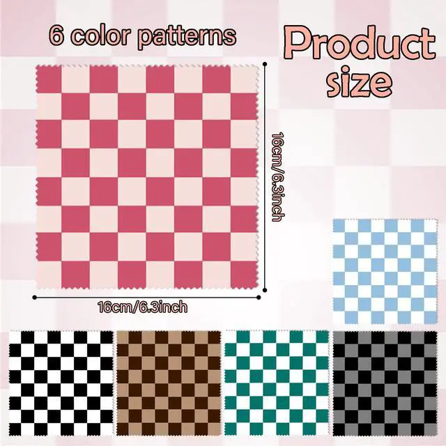 Alt view image 2 of 7 - 6 PCS Glasses Cleaning Cloth Eyeglass Cleaning Cloth Lens Eyeglasses Microfiber Cute Aesthetic Cloth for Unisex Women Girls Reusable Phone Screens Camera Multi-Patterns(6.3"x6.3")-Checkered